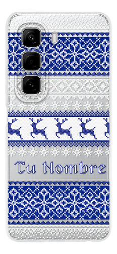 Funda Para Infinix Ugly Sweater Navideño Azul Con Tu Nombre