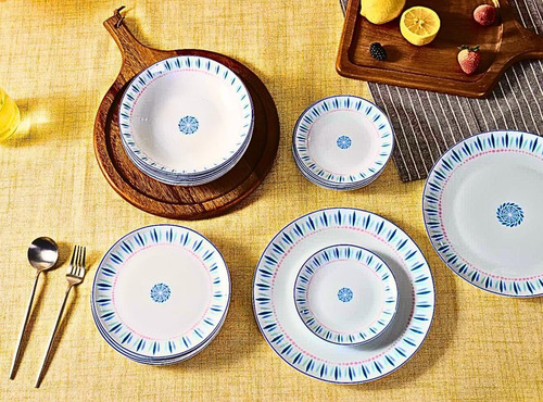 Set Platos Porcelana 26.7 Cms 6 Pcs Redonda Llano Azul