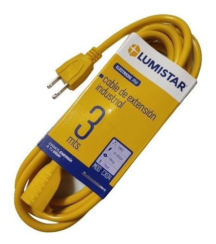 Extension Cable 3 Metros Industrial Lumistar 13 Amper Cx04 