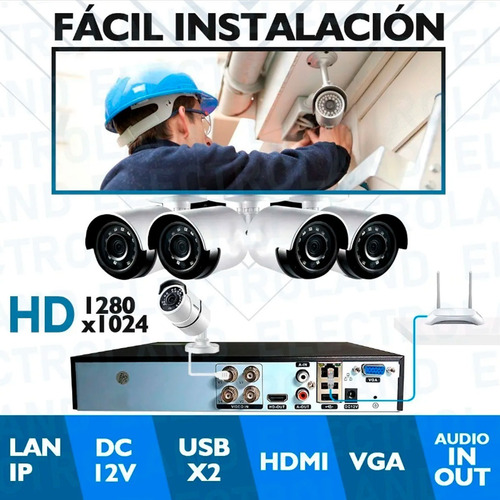Imagen 6 de 10 de Kit Sistema Seguridad Hd 4 Cámaras Wifi Sensor Movimiento