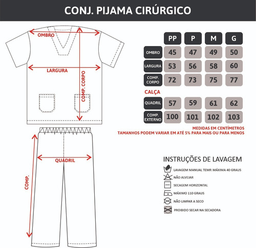 Imagem 2 de 2 de Pijama Cirúrgico 100% Algodão