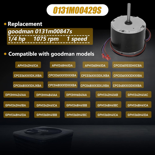 0131m00429s Motor De Repuesto Goodman 0131m00847s, Compatibl