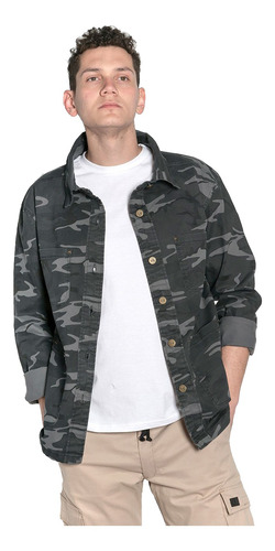 Campera Cazadora Gabardina Hombre Azul Camuflado Aire Libre