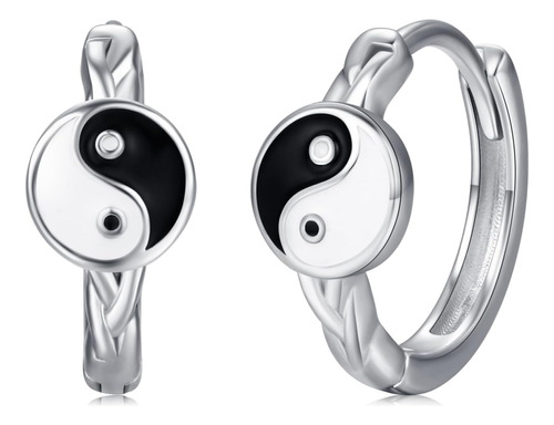 Pendientes Yin Yang De Plata De Ley 925, Pendientes De Aro Y