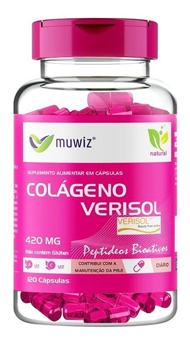 20 Colágeno Verisol C/ Vitaminas C 120 Cápsulas 420mg Muwiz