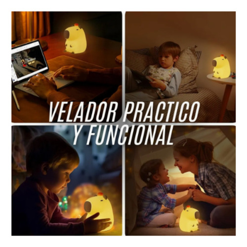Velador Lampara Led Capibara Carpincho Usb Recargable Rgb Amarillo Amarillo
