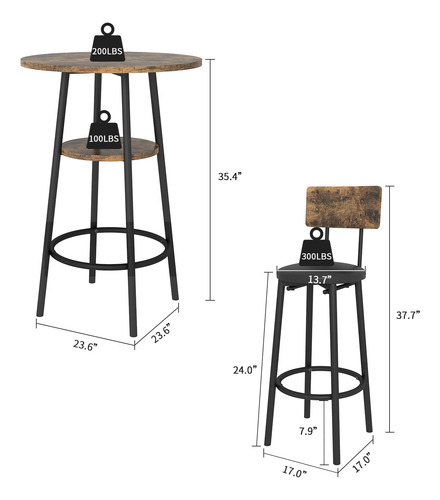Mesa De Cocina Redonda Con Taburetes Para 2
