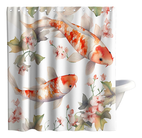 Cortina De Ducha Koi Fish Luck Animal River Fish Trae Para N