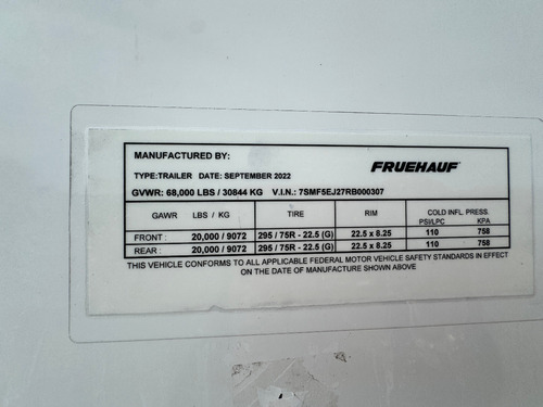 Caja Seca Fruehauf Vnr 53x102 Año: 2024 Gm108717