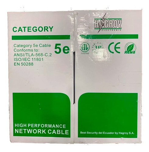 Hagroy Cable Utp Cat 5e Interior Rollo 305m Blanco 60% Cobre