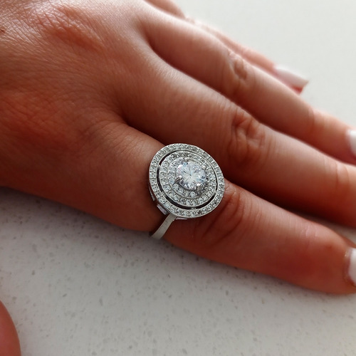 Imagen 5 de 6 de Anillo Plata Italiana 925 Y Circonitas Modelo Lúa