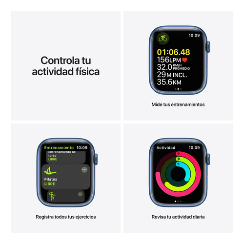 Apple Watch Series 7 (GPS, 45mm) - Caja de aluminio color azul - Correa deportiva azul abismo