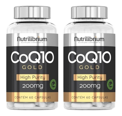 Kit 2x Coq10 Coenzima Q10 200mg Gold 60 Cáps Nutrilibrium Sabor Sem sabor