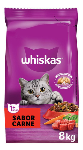 Whiskas Alimento Seco Para Gato Adulto Sabor Carne 8kg