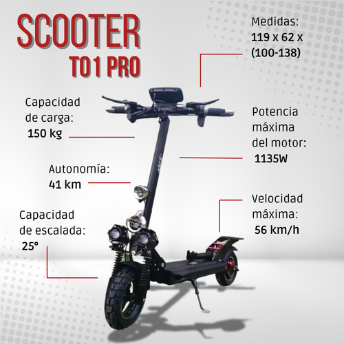 Scooter Eléctrico Adulto Con Asiento Plegable 1135w 56km/h
