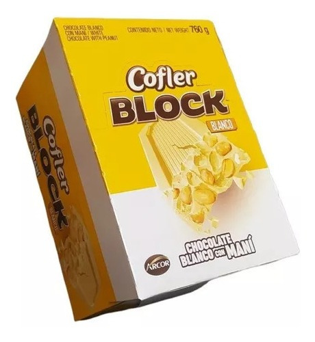 Chocolate Blanco Con Mani Cofler Block 38 G (20 Unidades)