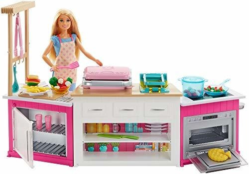 Juego De Cocina Barbie Con Muñeca, Luces Y Sonidos, Moldes