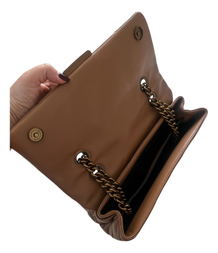 Kurt Geiger London Cartera Import Cuero Suave Mullido Piedra Marrón Claro Lisa Oro Oro