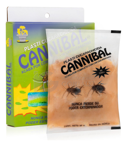 Kit 10 Mata Cucarachas Cannibal® Veneno Original Con Holograma De Autenticidad Exterminador Ecológico Con 10 Piezas De 80g. + Guante Y Aplicador