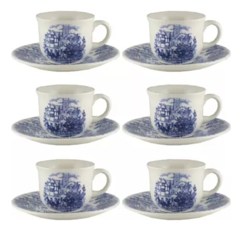 Set X 6 Taza Te C/platito Cena Inglesa Ceramica Biona Brasil