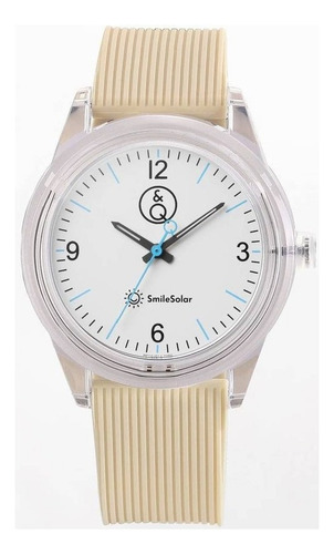Reloj Solar Q&q Sumergible 100m Rp10 Malla Beige
