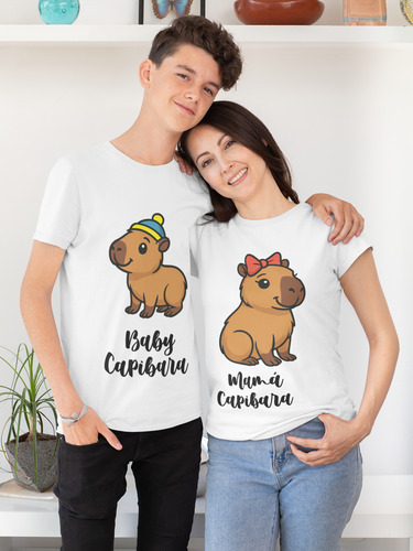 2 Playeras Dúo Día De Las Madres Mamá Capibara Hijo Hija