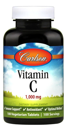 Carlson Labs Vitamina C 1000mg 100 Tabletas Vegetarianas Sabor Sin Sabor