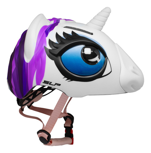 Casco Slp Niños Protección Bici Rollers Con Formas Color Blanco/Violeta Talle M
