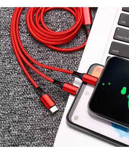 Cable Cargador Micro Usb Tipo C 3 En 1, Puerto Usb Múltiple,