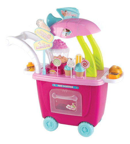 Carrinho Doceria Mini - Pipoqueira - Rosa - Fenix