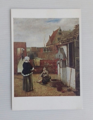 Postal Pieter De Hoogh Mujer Y Su Criada En El Patio Pintura