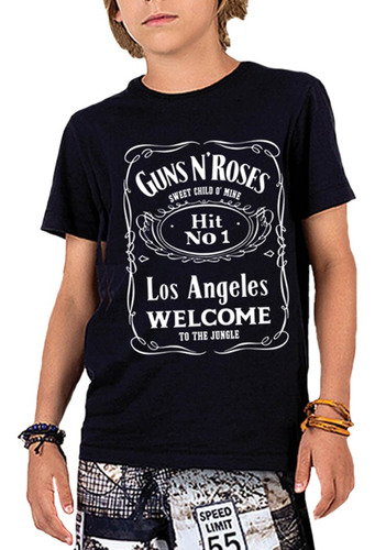 Camiseta Infantil Guns N Roses Whisky 100% Algodão