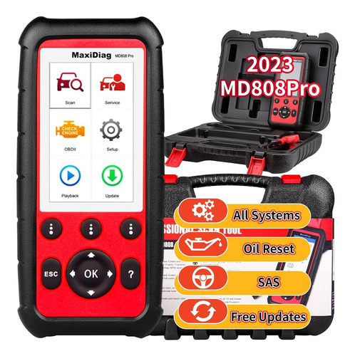 Autel Obd2 Scanner Maxidiag Md808 Pro Lector De Código, Vers