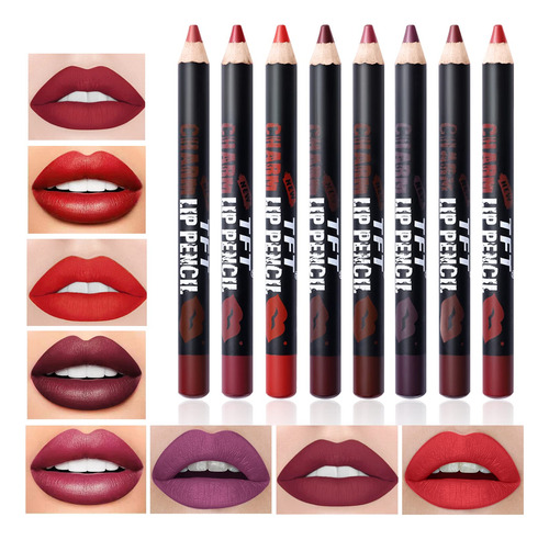 Meicoly Lpiz Labial Mate De 8 Colores, Juego De Lpices De La