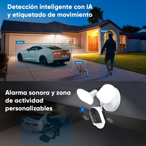 Tp-link & Cronos Cámara Ip Reflectora 3mp 2k Tp1844-plus-32 Detección De Ia Y Seguimiento Inteligente Con Alarma 2800 Lúmenes Para Vision Nocturna Uso Exterior + Microsd 32gb