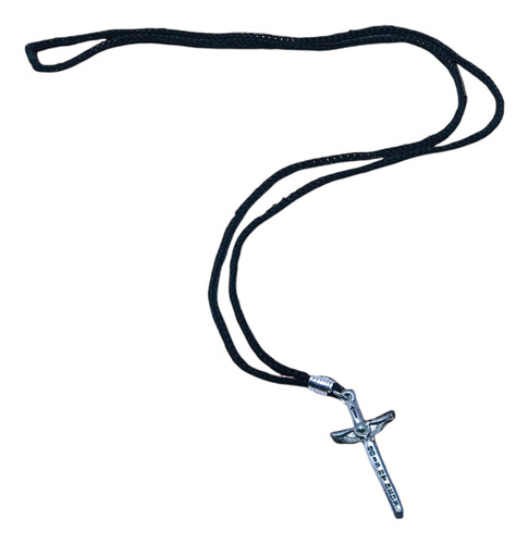 Colar Cordão Espada De São Miguel Arcanjo Prateado