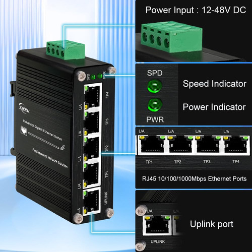 Switch Ethernet Industrial Mini Ndarepoo De 5 Puertos