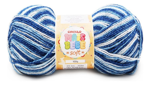 Fio Mais Bebê Soft Circulo 100g 322mts Fio Para Bebê Tex 311 Cor 9128- Mescla Inverno Azul/Bege/Cinza