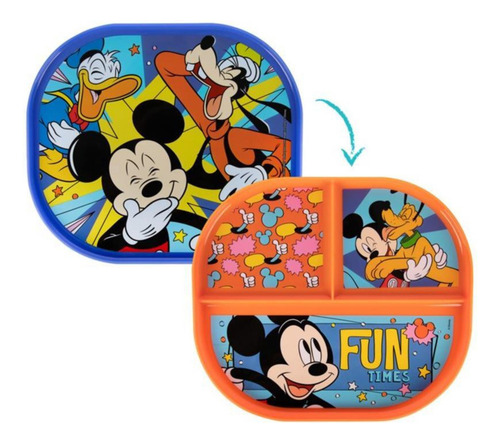 Plato Infantil 2 En 1 | Doble Vista | Disney - Mickey Mouse Color Azul