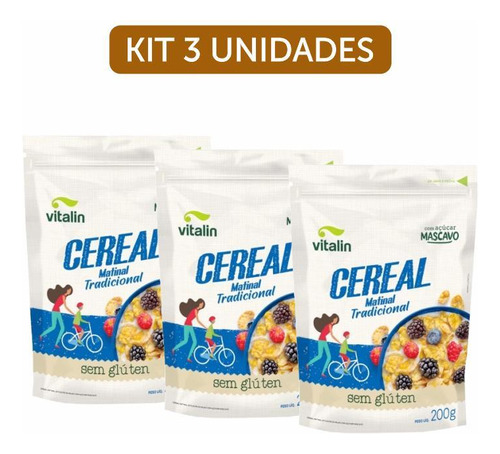 Kit 3x: Cereal Matinal Tradicional Sem Glúten Vegano Vitalin