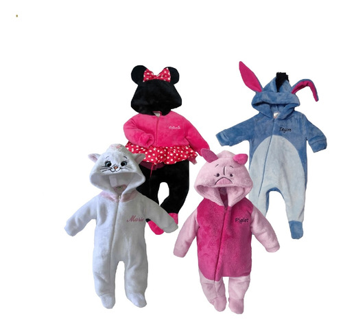 Kit 4 Mamelucos Disney Marie, Minnie, Piglet, Eeyore