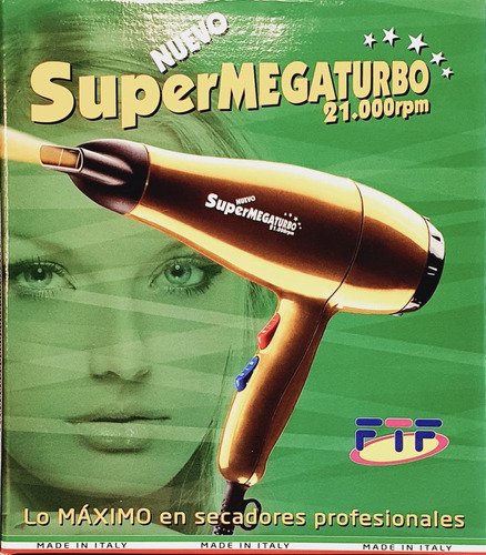 Secador Super Megaturbo 21.000 Rpm Original Nuevo Modelo.