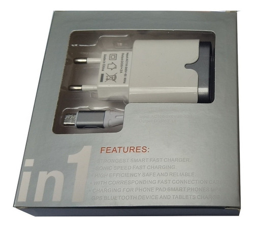 Carregador Fone Fonte Micro Usb V8 5v Cabo 1.2 M 2.1a 2 Usb