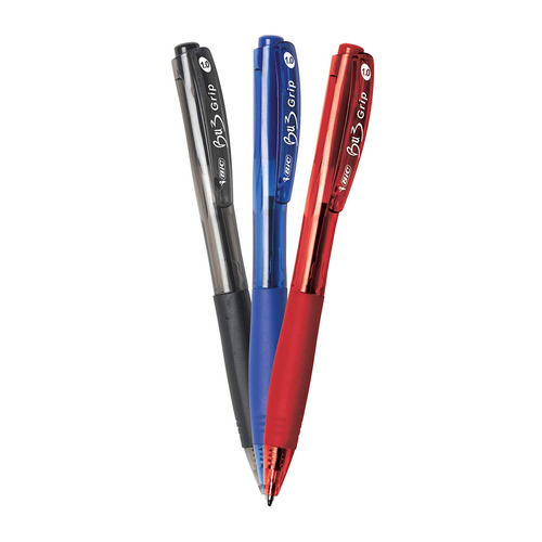 Pen Bic Bu3 Grip Retráctil Ball, Medium Point (1,0 Mm), Una