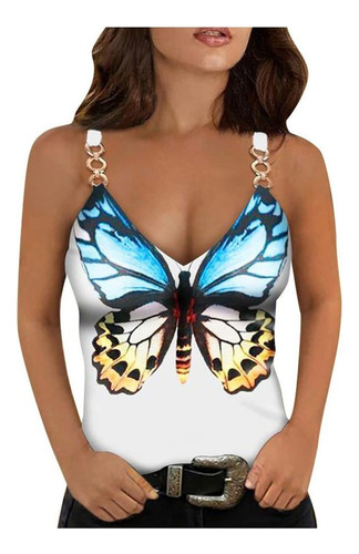 Chaleco De Cadena For Mujer Tops, Diseño De Mariposa Suelta