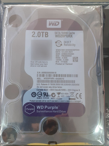 Disco Duro Hdd Morado De 2tb - 3.5