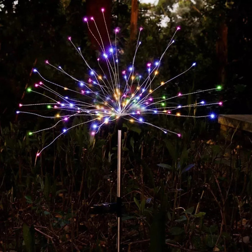 X2 Luces Micro Led Hadas Fuego Artificial Solar Multicolores