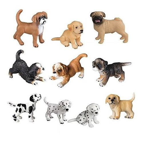 Toymany 10pcs Set De Figuras De Perros, Figuras De Cachorros