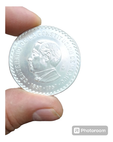 Moneda 10 Pesos Juarez Fecha 1957 Plata Ley 0.900