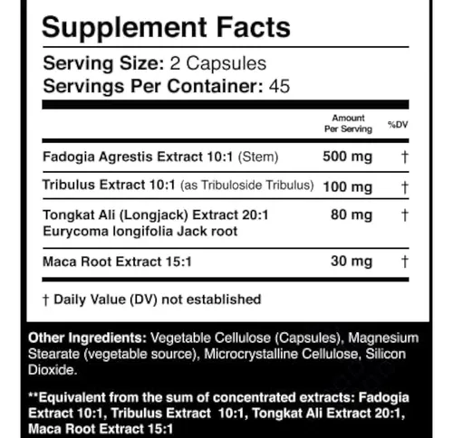 Extracto De Tongkat Ali Con Maca Y Tribulus 90cap Gflow Vita